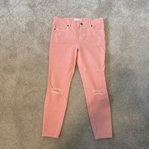 Distressed Pink Legging Jeans